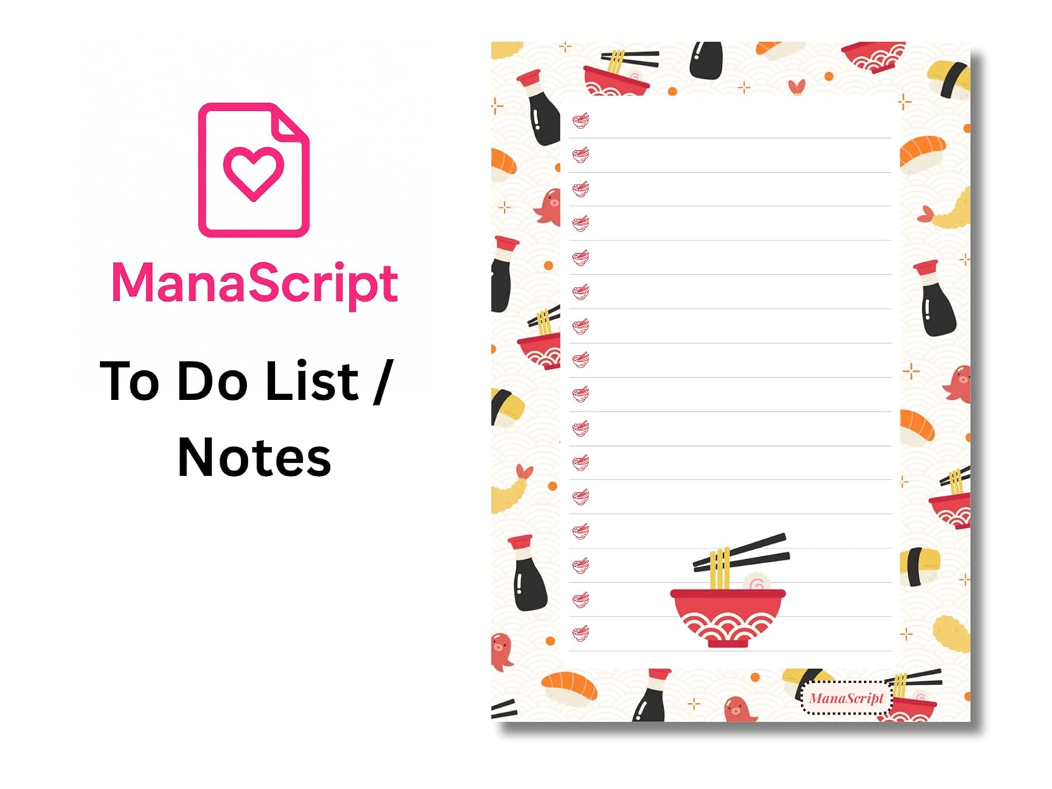 A5 Notes/To Do List Notepad, Beautiful Checklist Pad, Tear-Off Sheets (Noodles) Pack Of 1