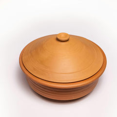 Clay Biryani Handi With Lid, 3.5 Liters | Pot For Cooking & Serving With Lid, Red-Ochre (Gerua)