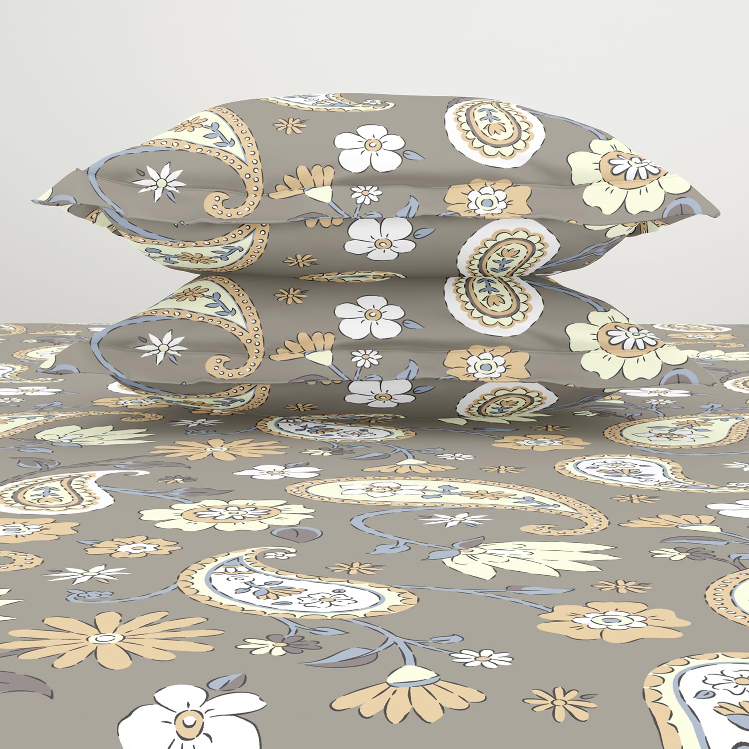 King Size 1 Double Bedsheet With 2 Pillow Covers - Size 108 X 108 Inches, Taupe | Soft Feel Wrinkle Resistance | Durability & Comfort, Breathable