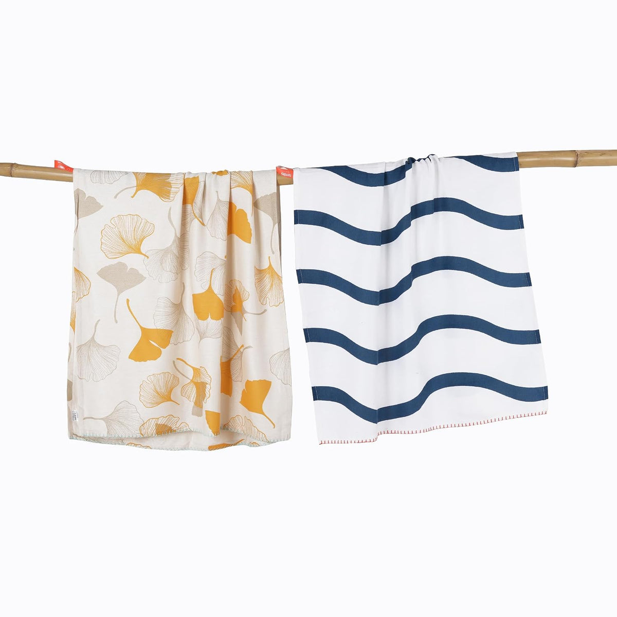 Doctor Towels Bamboo Bath Towels 460 Gsm | Super Soft & High Absorbency Towel, Light Weight, & Quick Dry Bath Towel Large Size - Twlight Wave, Gingko Garden (Pack Of 2)