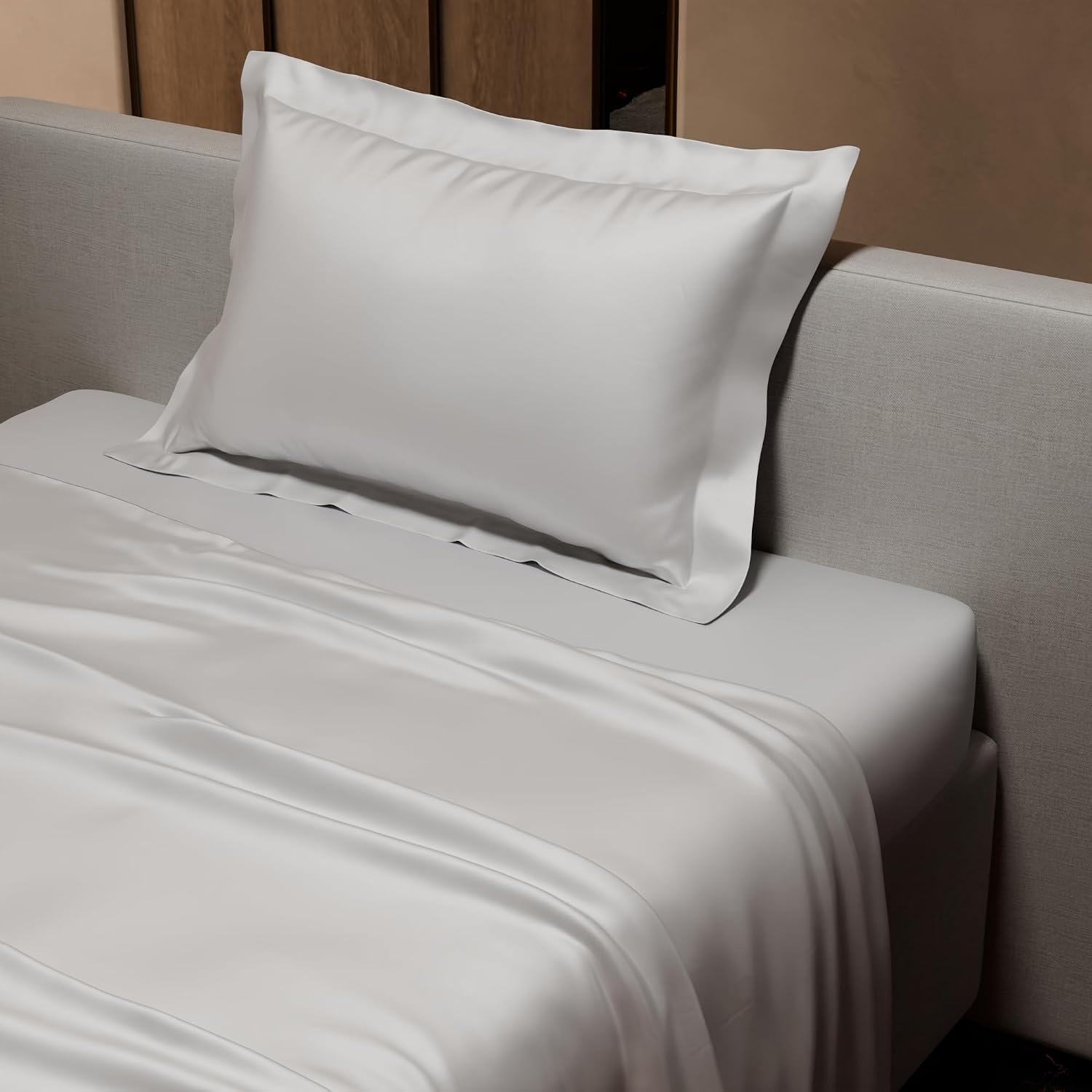 Single Bedsheet With 1 Pillow Cover - 60 X 90 Inches, Vanilla White | Premium Bedding Set, Home Decor, Wedding Gift For Couples, Housewarming, Anniversary