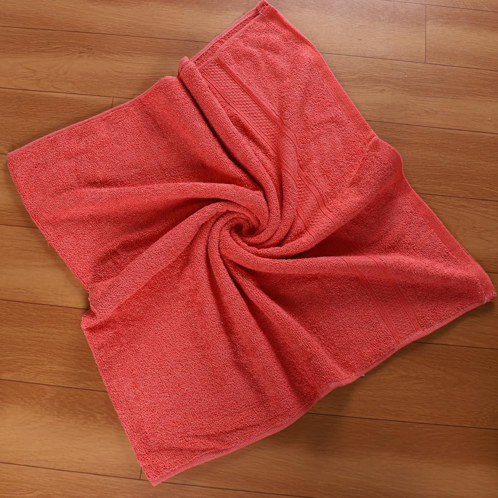 Fezora 100% Cotton Bath Towel 450 Gsm | Ultra Soft, Quick Dry, High Absorbency, Skin-Friendly Large Size Bath Towel (Red)
