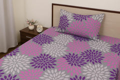 100% Microfiber Double Bedsheet Includes 2 Pillow Covers Cozy & Durable Bed Sheet Set For Double Bed - 90 X 100 Inches, Multicolor | Purple Petals Print – Soft & Smooth Fabric
