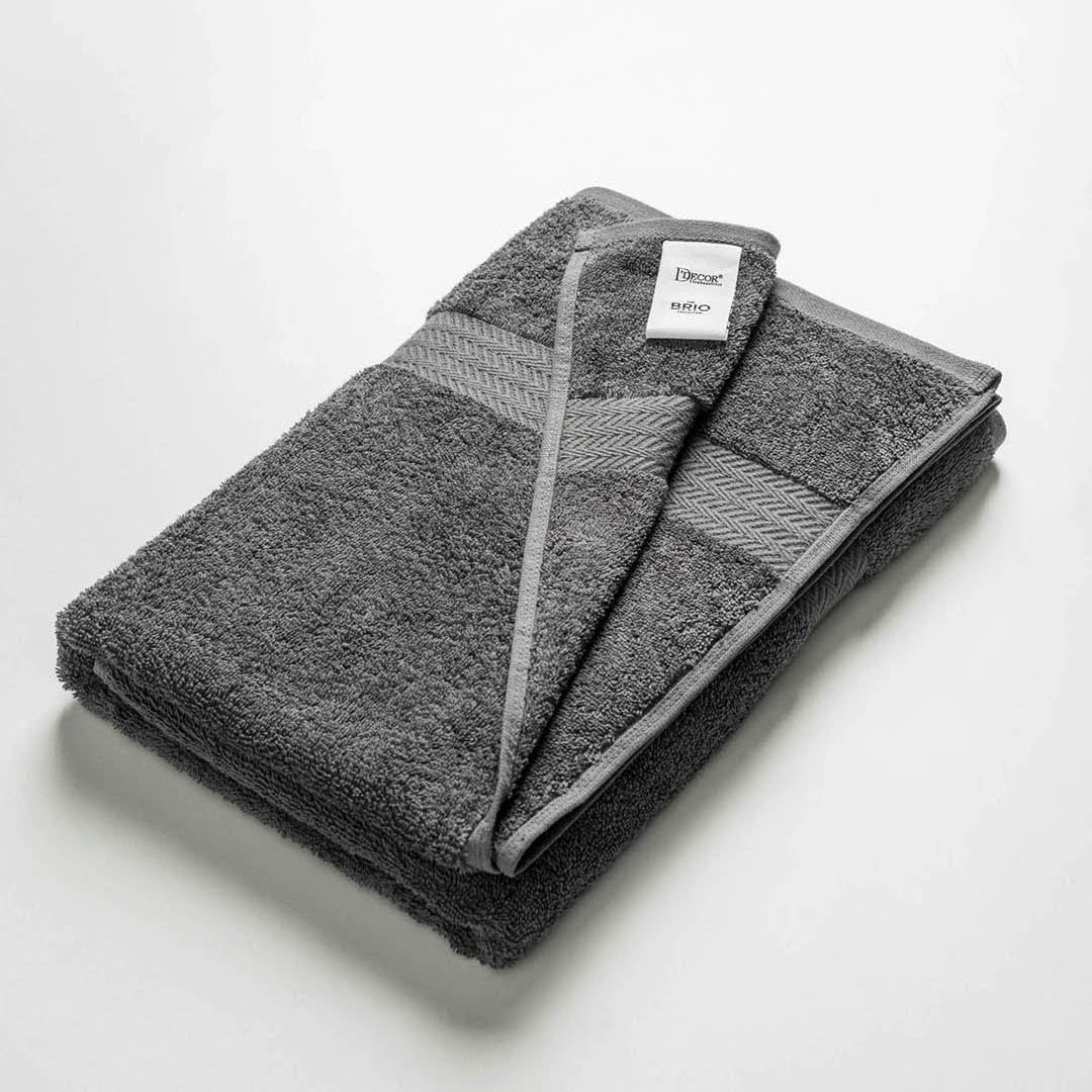 Ddecor Solid Bath & Hand Towel 900 Gsm (Grey) - Pack Of 3