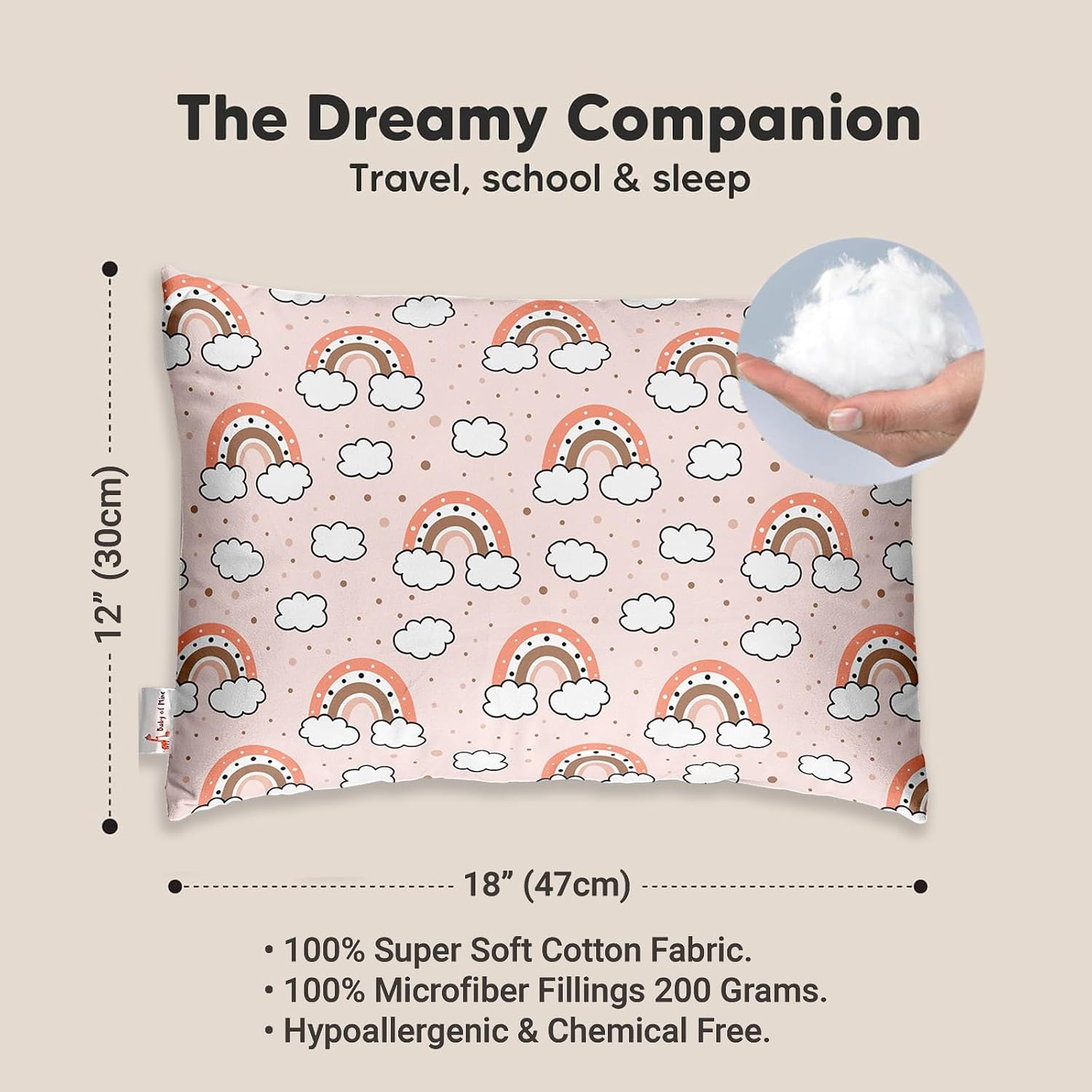 Personalized Pillow For Kids, Super Soft Cotton Kids Cushion - 12 X 18 Inches | Custom Name, For 5 Years Old Kids, Adorable Prints | For Head, Neck Support Baby Pillow - Pillow 20
