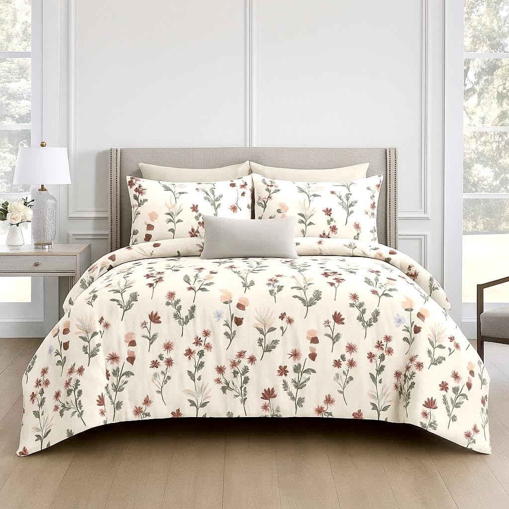 Queen Size Printed Double Bedsheet With 2 Pillow Covers For Home | 90 X 100 Inches, Cream - Beautiful Bedsheet Set | Perfect For Gifting Wedding, Anniversary