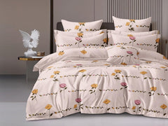Printed Double Bedsheet For Super King Size With 2 Matching Pillow Covers - 108 X 108 Inches, Peach | 300 Thread Count Skin Friendly & Luxuriously Smooth To Touch Bedsheet