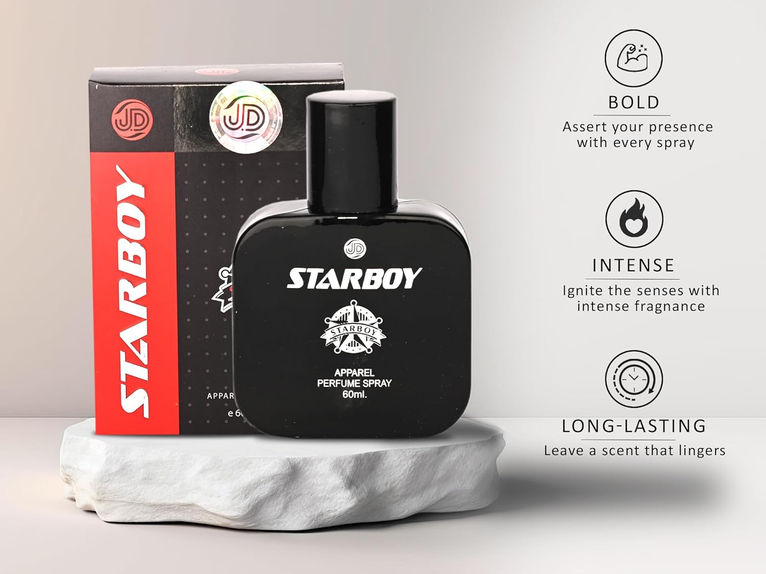 JD International Star Boy Black Apparel Unisex Perfume With Long Lasting Fragrance - 60ml, 2.04 Fl.oz. | Perfume For Men & Women