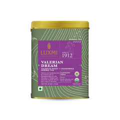 Luxmi Estates Valerian Dream Herbal Tea - 50gm, 1.7 Ounce, 25 Cups | USDA Certified Organic Valerian Root + Chamomile Herbal Tea - Gluten Free, Caffeine Free Tea Bags