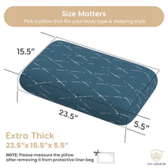 Cool Gel Memory Foam Pillow, Orthopedic Thick Pillow, King Size - 5.5 Inches | Pillow For Neck Pain Relief & Back Support, Blue Checks Cover | Removable Cover, Breathable - Pack Of 1