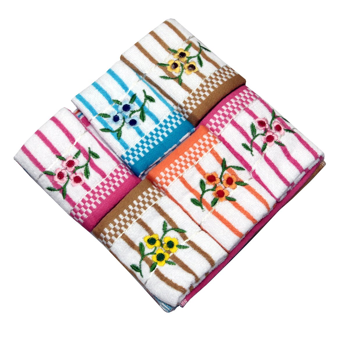 Kuber Industries Super Absorbent & Reusable Microfibre Face Towel 1300 Gsm (Brown, Orange & Pink) - Pack Of 12