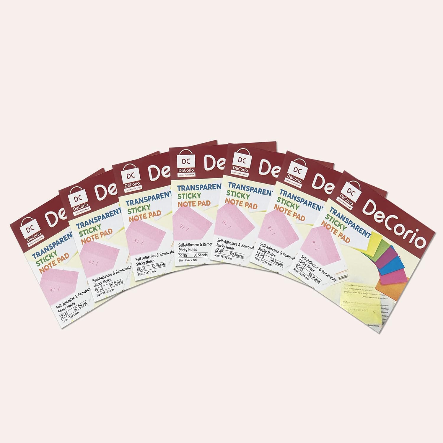 Transparent Sticky Notes 50 Sheets Note Paper Daily Check List School Stationery | Pack Of 7pcs