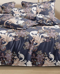 Printed King Size Double Bed Bedsheet With 2 Pillow Cover | 72 X 78 Inches, Dark Blue | All Around Elastic Fitted Bedsheet | Softness & Comfortable Rest In Any Season