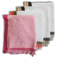 Athom Trendz Living Light Weight Cotton Premium Waffle Border Bath Towel | Pack Of 4 Multi10