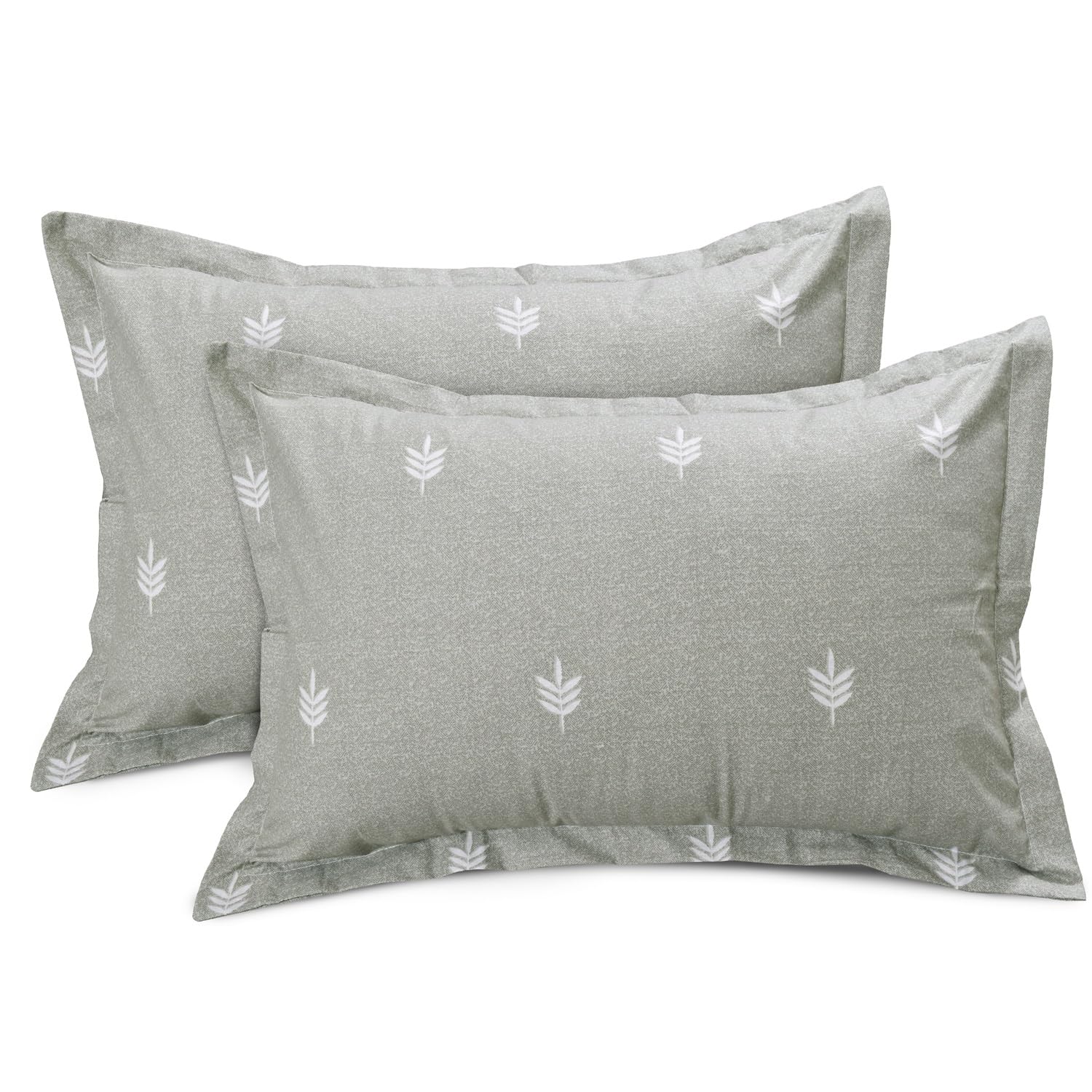Bedsheets For King Size Bed Cotton With 2 Pillow Covers - 72 X 78 Inches, Sage Green & White | All Around Elastic Fitted | Long Lasting & Soft To Touch