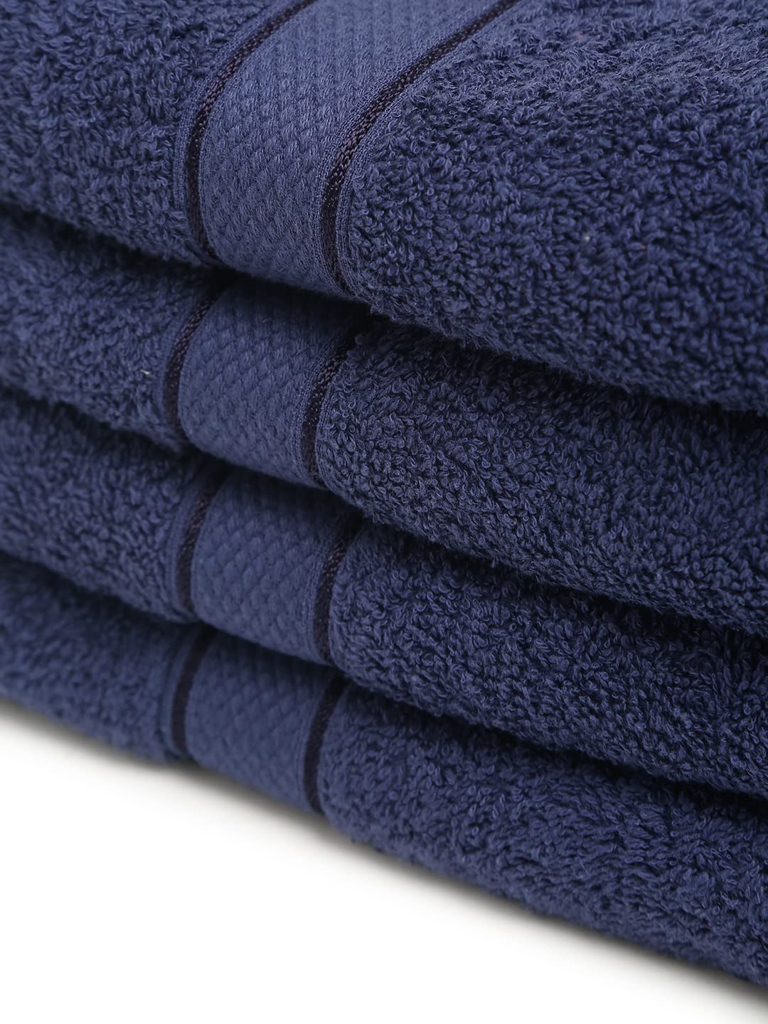 Creeva 100% Terry Cotton Hand Towels 800 Gsm | Highly Absorbent Super Soft, Quick Dry Sports Gym Workout Towel (Set Of 4) - Navy Blue
