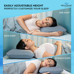 Ergonomic Memory Foam Pillow For Neck Pain Relief - 21 X 14 X 4.5 Inch | Orthopedic Pillow For Side, Back Sleeping | For Head Pain Relief, Washable Midnight Blue Cover - Pack Of 2