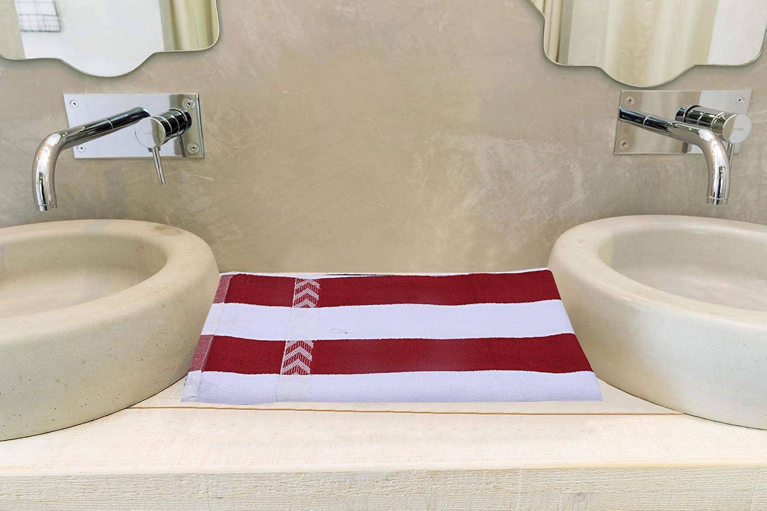 Kuber Industries Cotton Bath Towel 400 Gsm | Microfiber Antibacterial Bath Towel For Man Towel | CTKTC13624 (Red & White)- Pack Of 2