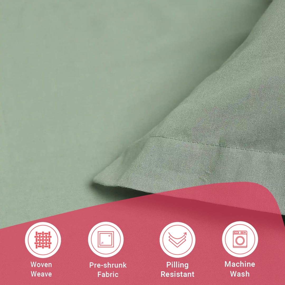 Queen Size Bedsheet For Double Bed With 2 Pillow Cover - 60 X 78 Inches, Sage Green | 100% Cotton, Soft & Breathable - Bedsheet Collection