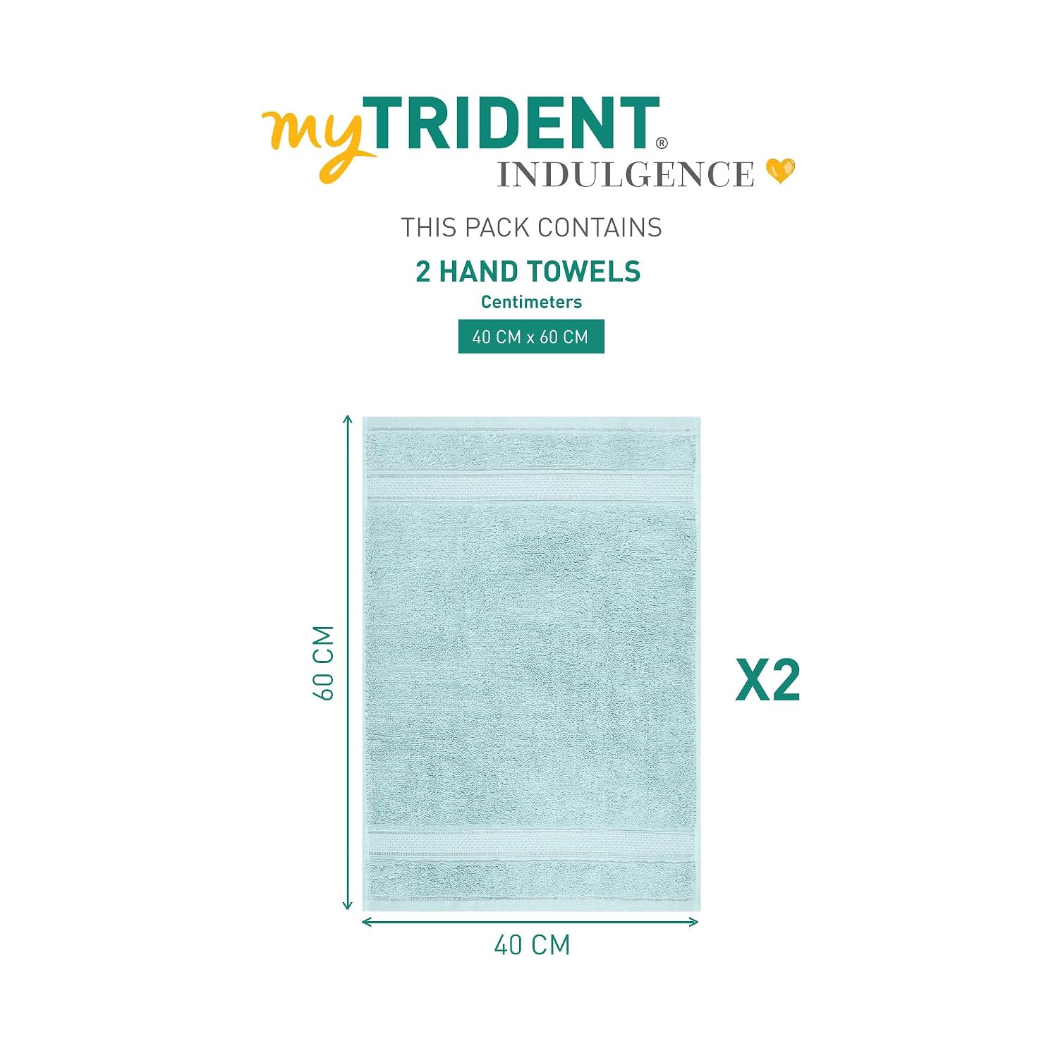 Mytrident Indulgence Collection Hand Towel 400 Gsm | 100% Cotton For Men & Women Hand Towel - Aqua Fresh (Pack Of 2)