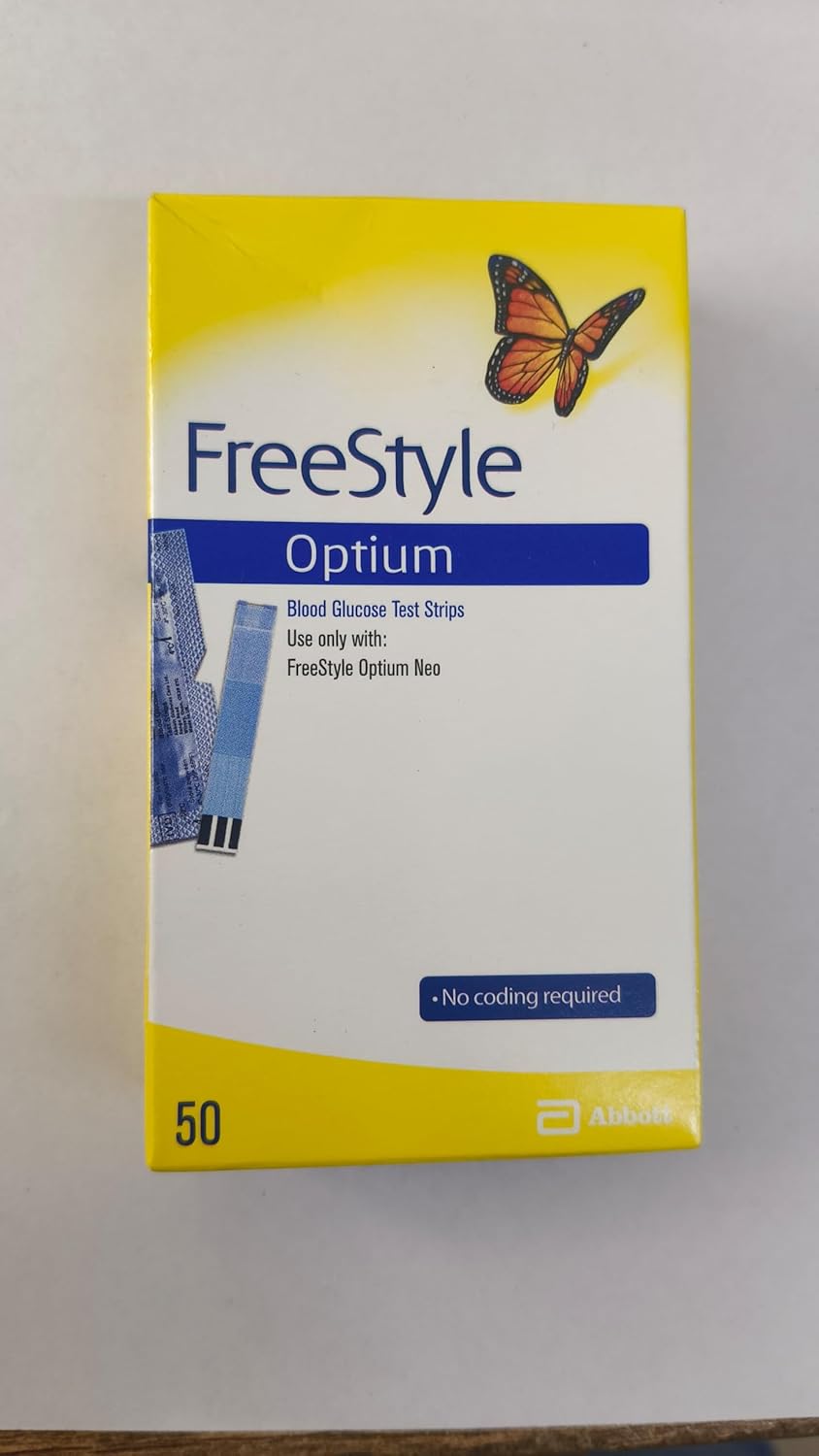 FreeStyle Optium blood glucose test strips, 50ct (Yellow)