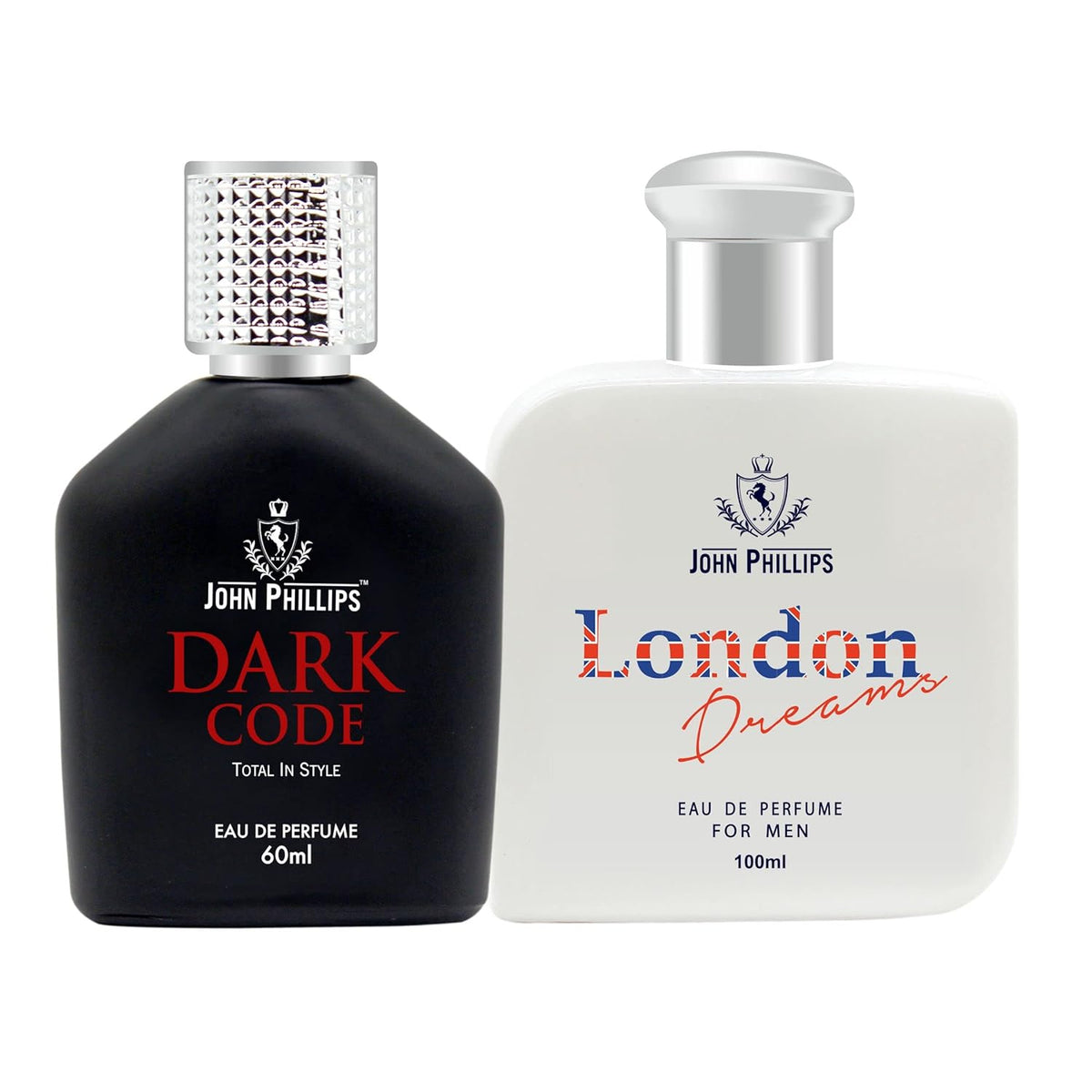 John Phillips  Dark Code 60  Ml 2 Fl.oz.  & London Dreams Eau De Perfume 100 Ml 3.4 Fl.oz.  | Combo Of 2 Fragrance For Men