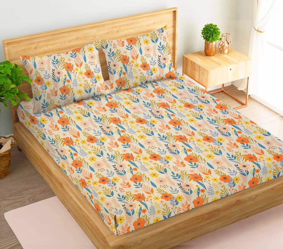Pure Cotton Super King Size Bedsheets With 2 Large Pillow Covers | 108 X 108 Inches, Multicolor - Kingston Collections 100% Cotton Luxury Soft Sheets