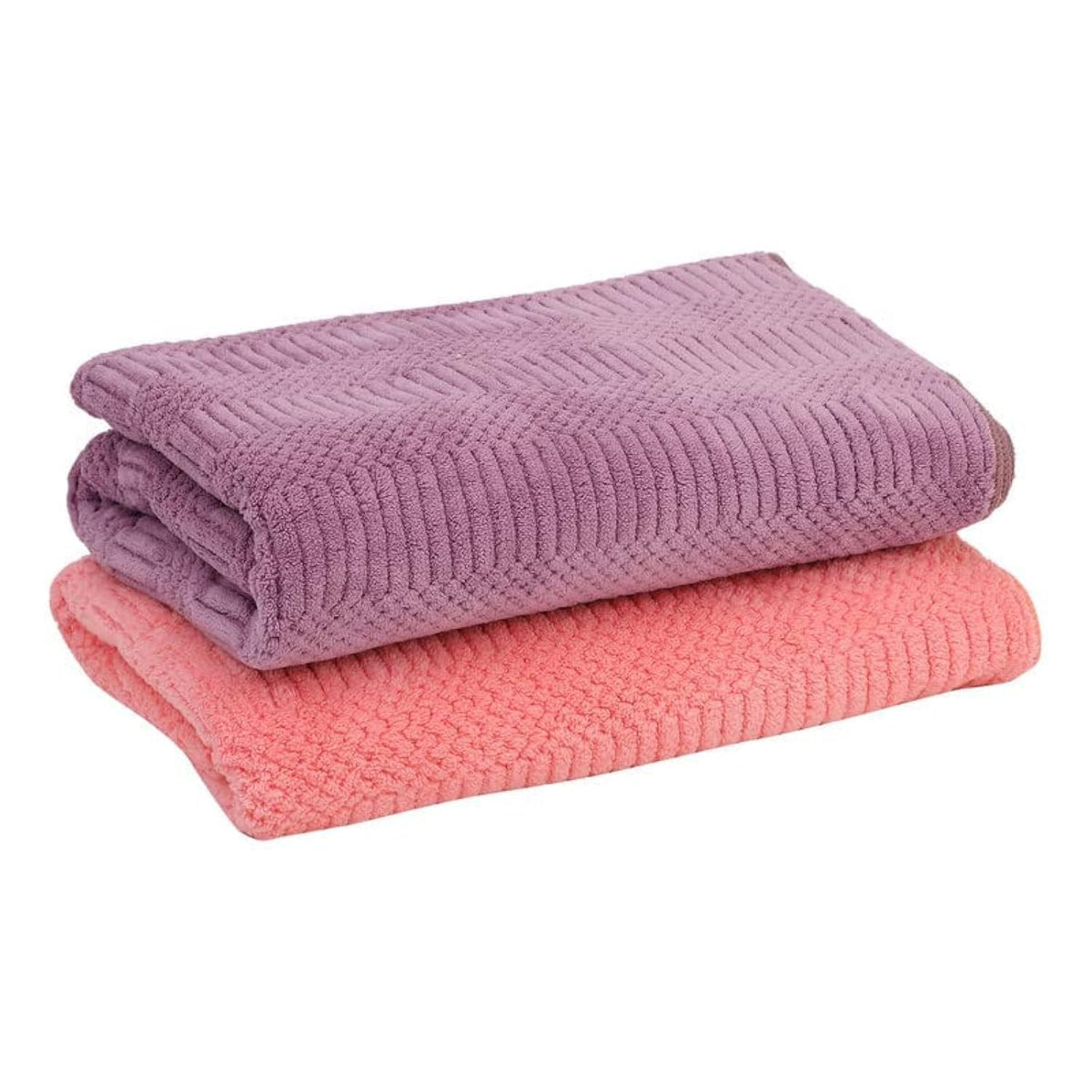 Urbanleaf Microfiber Large Bath Towel 600 Gsm | Quick Dry Super Absorbent Bath Towel For Men & Women | Pack Of 2 (Pink & Purple)