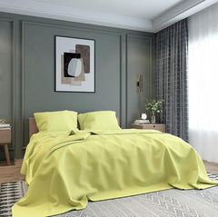 Microfiber Double Bed Bedsheet With 2 Pillow Covers Double Bed Sheet King Size - Size 90 X 95 Inches, Neon Green | 144 TC King Size Perfect Bedsheet
