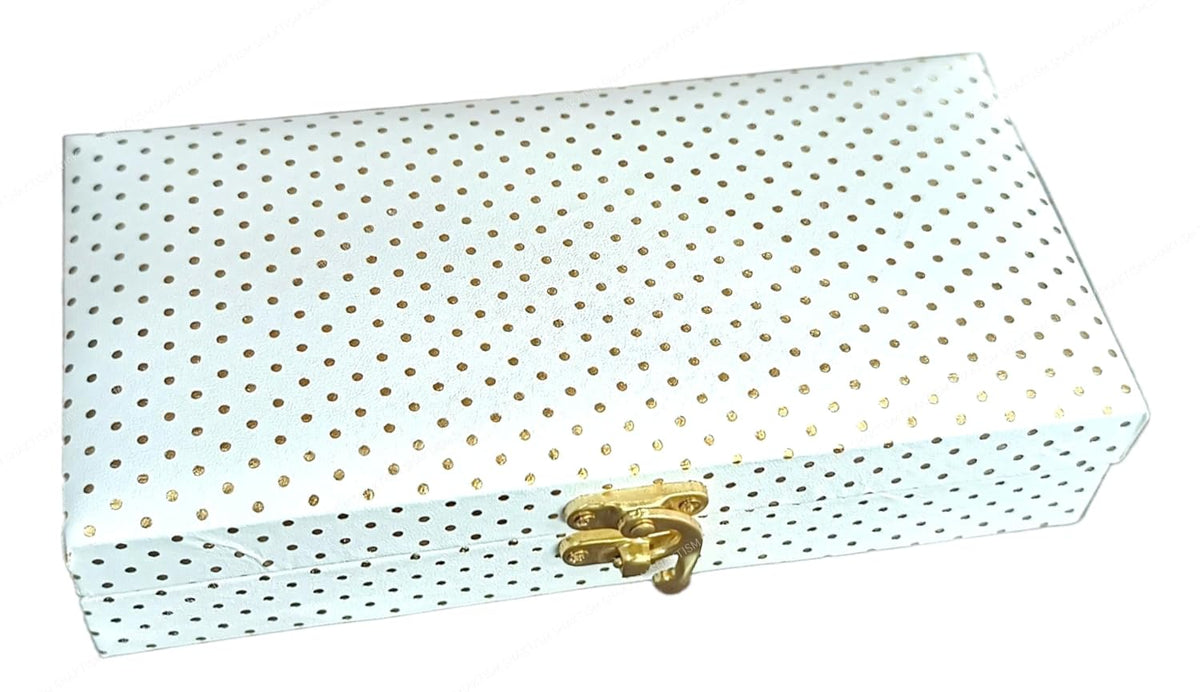 Decorative & Attractive Box Cash Box, Shagun Box, Jewellery Box, Money Box Envelop Wedding, Gift Box, Bangel Box With Golden Dotted Embroidery Design, Colour - Off White, Pack Of 1