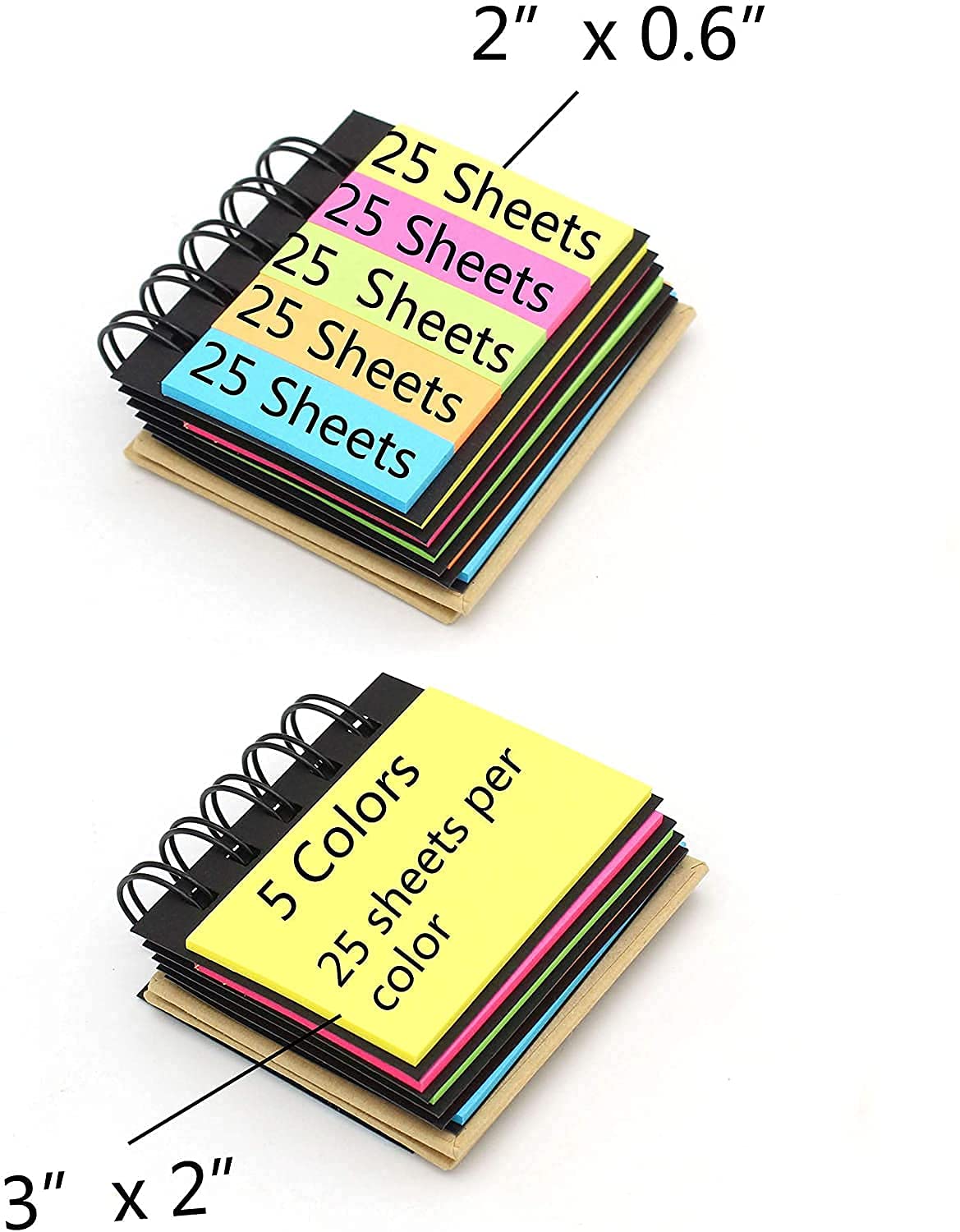 Spiral Sticky Note Pad Pocket Size (3 X 2 Inch) With Adhesive Notes (125 Leaves And 125 Flags)