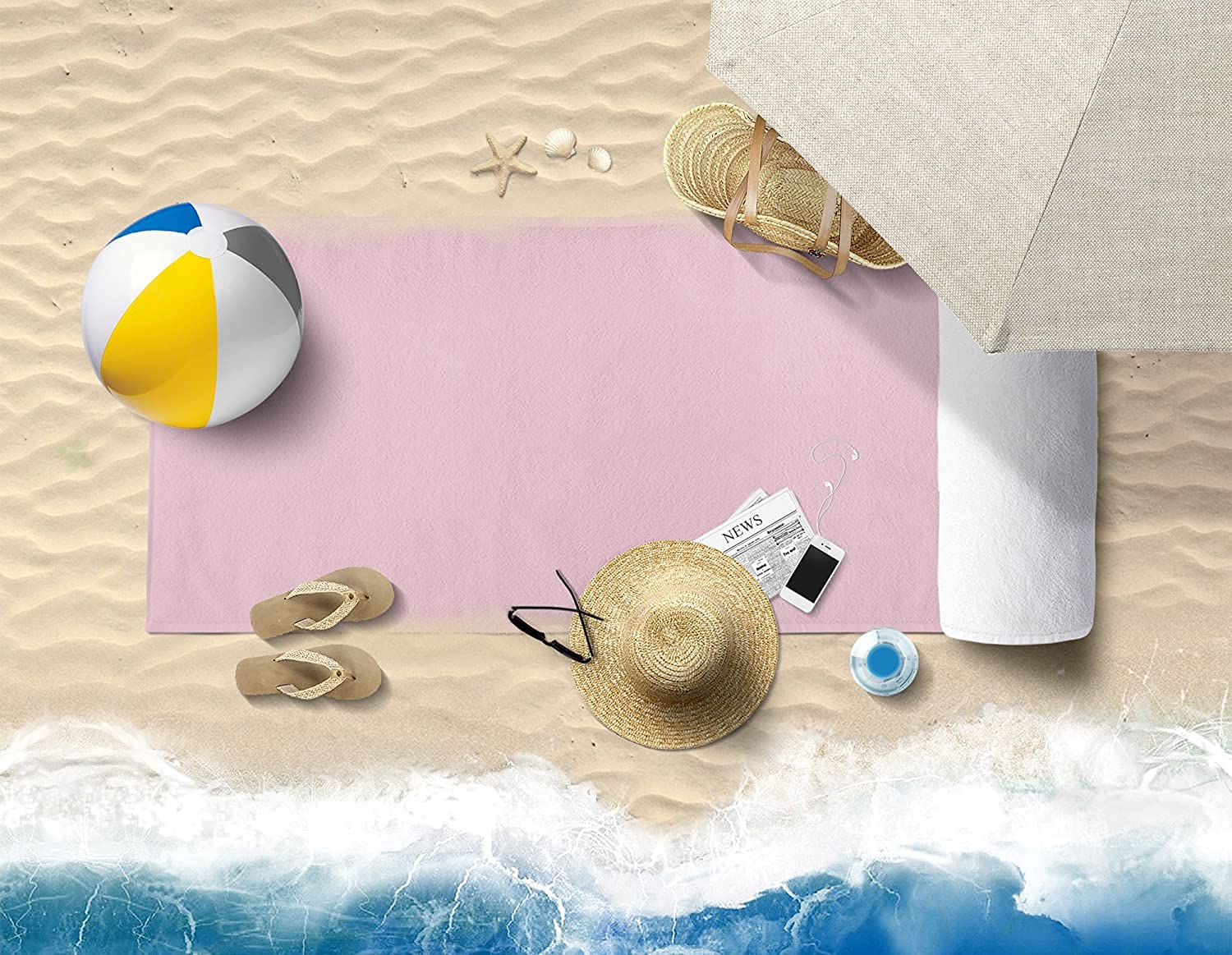 Tiqh 100% Zero Twist Cotton Highly Absorbent & Quick Dry Extra Large Soft Beach Towel 600 Gsm (Pink)