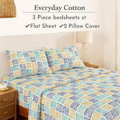 100% Pure Cotton Double Bed Bedsheet With 2 Pillow Covers - Size 102 X 108 Inches, Multicolor | Lightweight, Soft & Breathable - Perfect For Gifting On Weddings Bedsheet