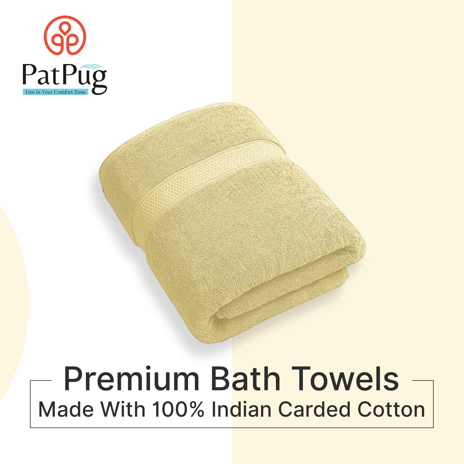 PatPug 100% Indian Ultra Soft Cotton 450 Gsm Bath Towel Large Bath Towel | Highly Absorbent Quick Drying Durable Towel For Men, Women & Kids (Sunray Yellow)