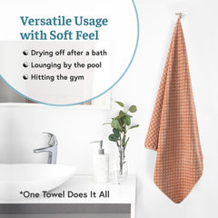 Heart Home Microfibre Bath Towel 1120 Gsm | Quick Dry Absorbent Gym Sweat Workout & Shower Body Towel - Golden & Blue (4 Pcs)