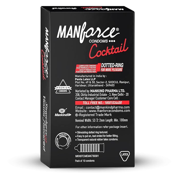 Manforce Cocktail Strawberry & Vanilla Flavoured 20 Count (Pack Of 2)| Double Fun With Flavour