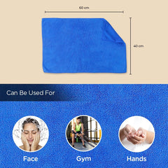 Kuber Industries Face Towel 300 Gsm | Antibacterial Microfiber Hand Towel (Blue) - 2 Pcs