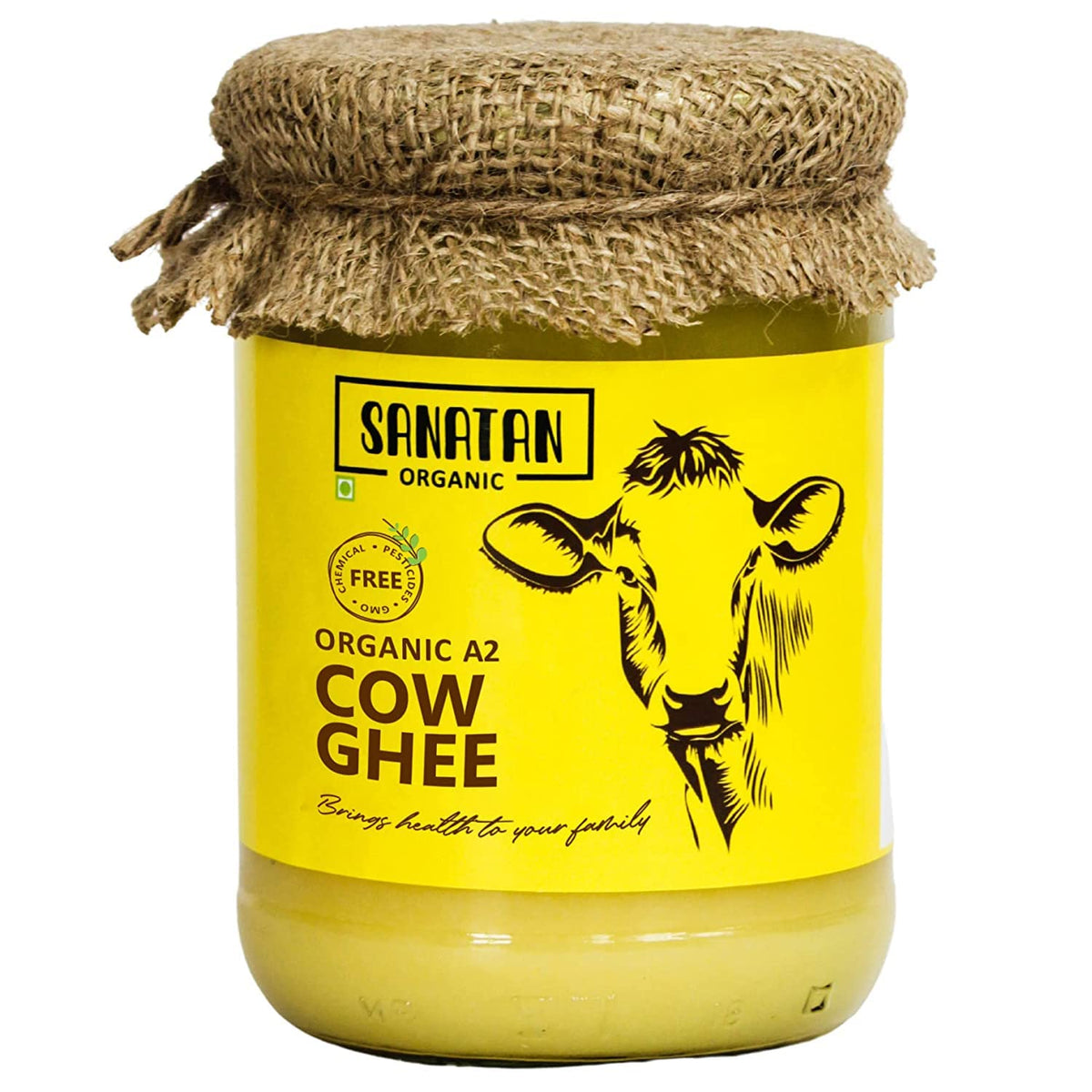 100% Pure Organic A2 Cow Ghee By Sanatan Organic | Rich Source Of Vitamin A & Protein Fiber Healthy Pure Desi Cow Ghee Helps Strengthen Muscles | (1 Litr) 33.8 Ounce | Jar Pack