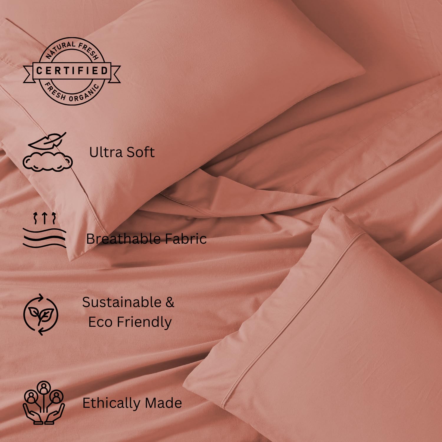 Includes 1 Flat Super King Bedsheet With 2 Pillow Covers - 108 X 108 Inches, Rose Dawn | Soft - Breathable & Comfortable, Machine Washable | Natural Softness & Breathability