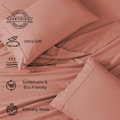 Includes 1 Flat Super King Bedsheet With 2 Pillow Covers - 108 X 108 Inches, Rose Dawn | Soft - Breathable & Comfortable, Machine Washable | Natural Softness & Breathability
