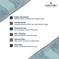 Earthy Fables Premium Bath Towel 600 Gsm | 100% Combed Cotton, Ultra Soft, Quick Dry & Highly Absorbent For Home, Travel & Acne-Prone Skin (Aqua)