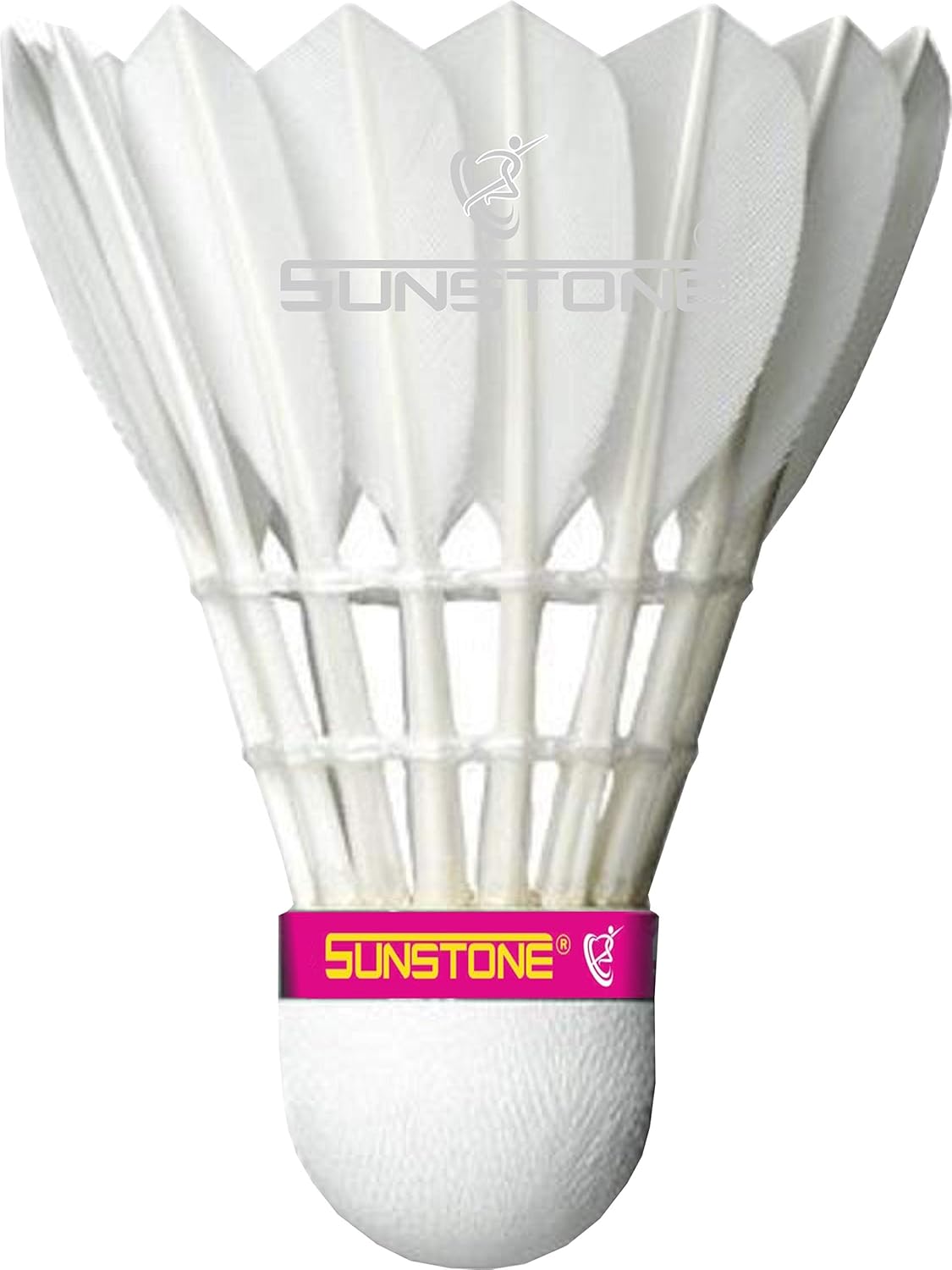 Sunstone F 206 Badminton Feather Shuttlecock , Good Furnished Quality, Made Of Good Cork Base , Excellent Flight & Balance | White , Pack Of 6