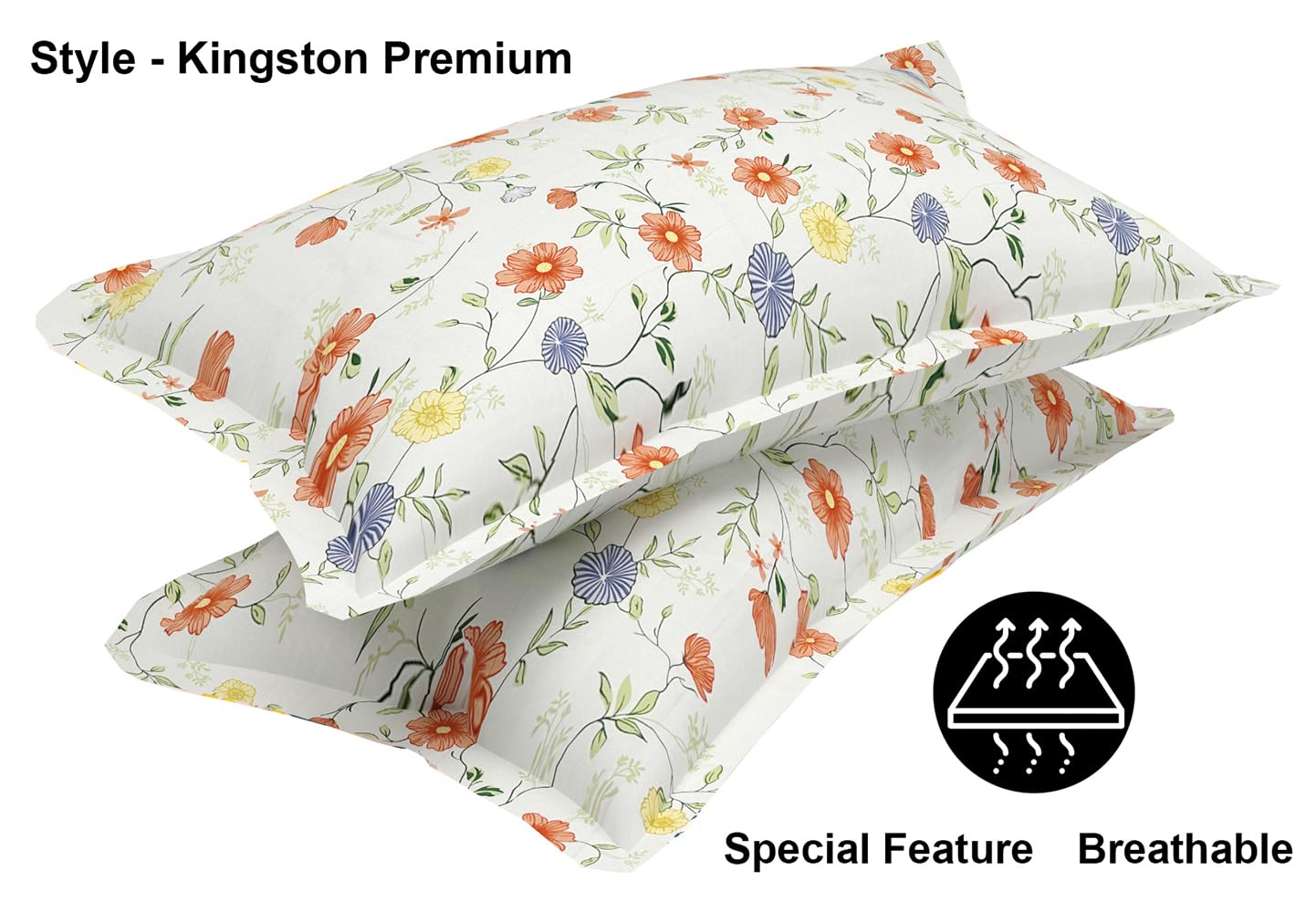 Soft Cotton King Size Bedsheet For Double Bed With 2 Large Size Pillow Covers | 108 X 108 Inches, White & Rust - Ultra Soft, Breathable, Softness | All Season, Summer, Winter