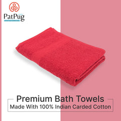 PatPug 100% Indian Ultra Soft Cotton 450 Gsm Bath Towel Large Bath Towel | Highly Absorbent Quick Drying Durable Towel For Men, Women & Kids (Ruby Red)