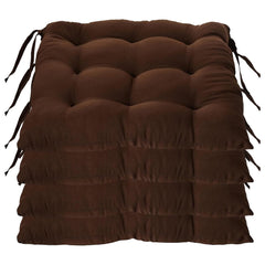 Chair Cushion Pad, Soft & Comfortable Sitting, Chair Pad - Brown | Microfiber Square Chair Pad With Ties | Chair Seat Cushion For Office & Home | Furniture Cushion, Washable - Pack Of 4