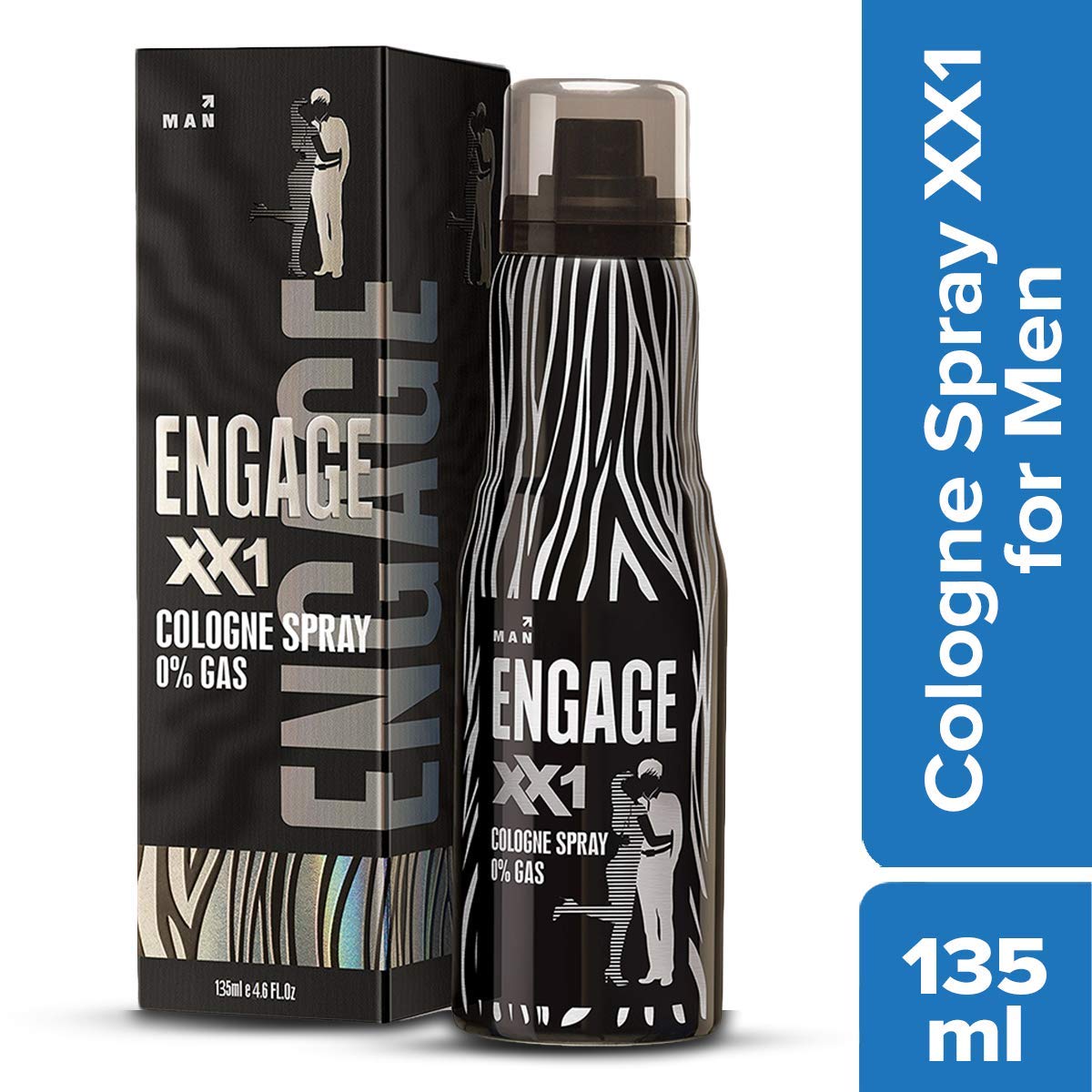 Engage XX1 Cologne No Gas Perfume For Men 135ml 4.5 Fl.oz. , Citrus & Spicy Fragrance Scent , Skin Friendly Perfume For Men Long Lasting Smell