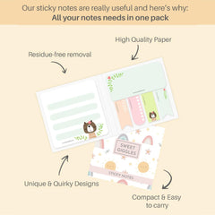 Sticky Notes, Creative Beautiful Designs, Sweet Giggles, 150 Sticky Sheets Total - Multicolor