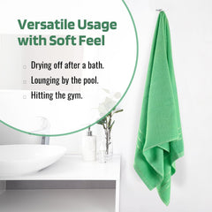 Kuber Industries Bath Towel 1800 Gsm | Towel For Bath, Gym, Travel & Beach | Plain Lining (Green)- Pack Of 4