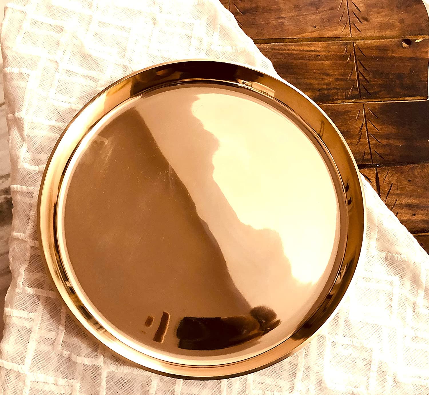 Dinner Set Thali Handmade Bronze Plates Set Of 2 - Approximate 12 Inch Bronze Kansa Thali