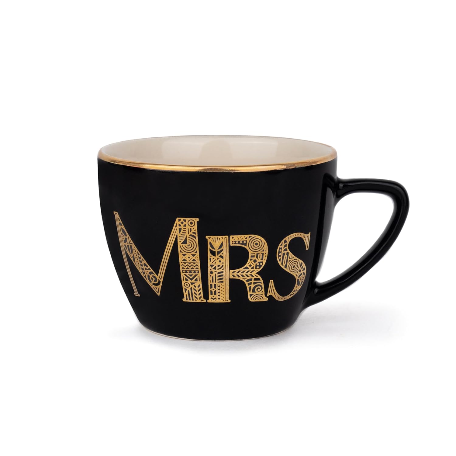Ceramic Couple Mugs Set Of 2 - Black, 400ml Each | Mr & Mrs Coffee Mug With Glossy Finish - Large Cup For Coffee - Cappuccino Cup | Premium Stoneware Coffee Cup - Microwave Safe, Dishwasher Safe